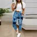 women's clothing  two-piece short-sleeved commuter print drawstring trousers suit_voghion.com