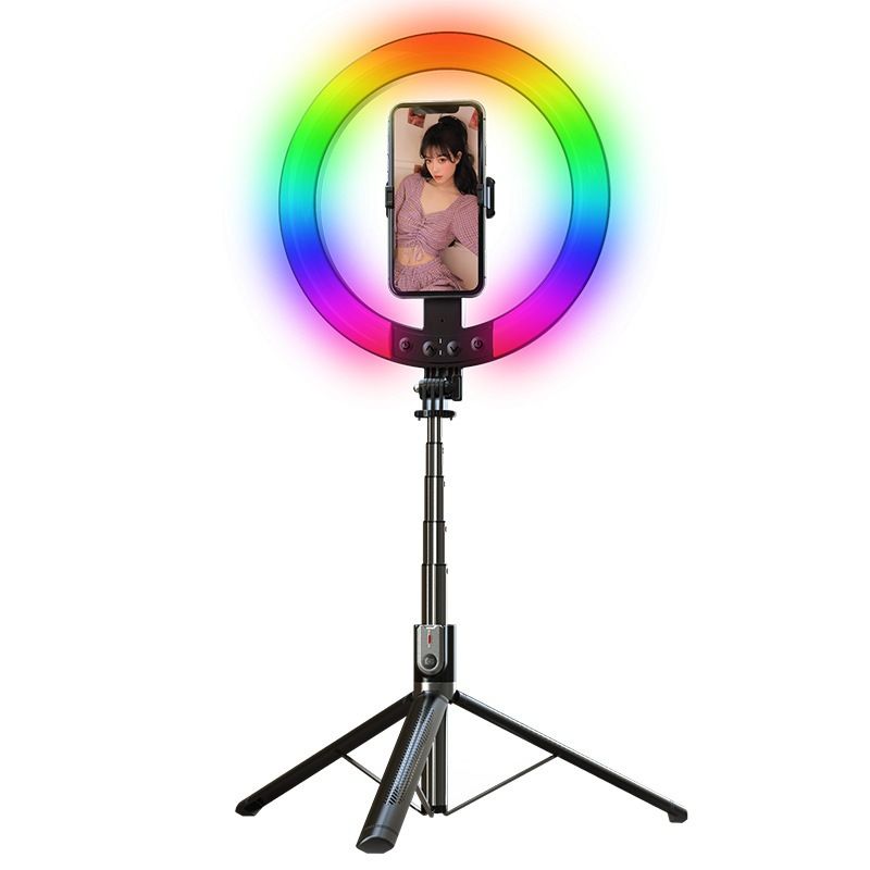 Consumer Electronics Fill Light Live Broadcast Bracket LED Color Marquee Mobile Phone Selfie Stick Tripod Bracket_voghion.com