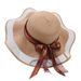 Wide Brim Bowknot Ribbon Beach For Women Summer Outdoor Sunshade Fashion Round Top Straw Hat Trendy_voghion.com