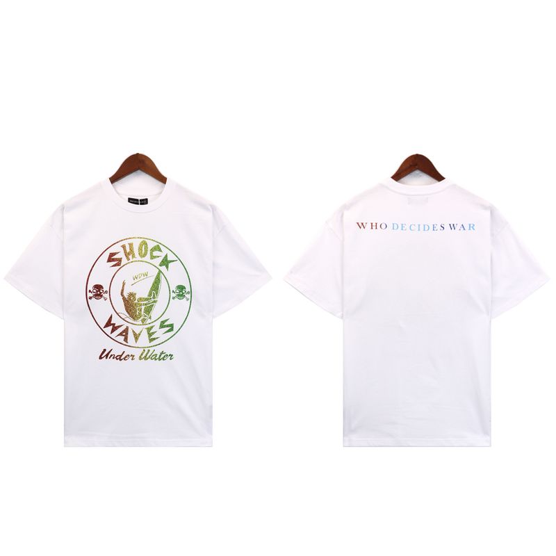 Who Decides War Printed Gradient Cotton Jersey T-shirt Loose Summer Te_voghion.com