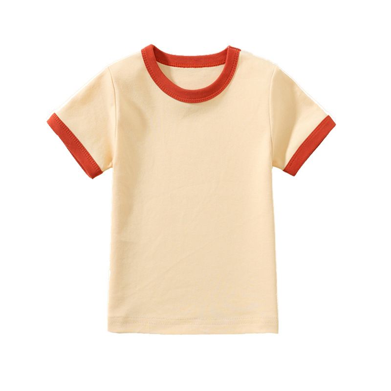 Roupas infantis Moda Infantil Camisetas de manga curta Bebê Verão Cor sólida Meia manga_voghion.com