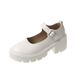 Wo's 2022 Spring New British College Style Shiny Leather High Heel Single Round Toe Thick Sole Mary Jane Shoes For_voghion.com