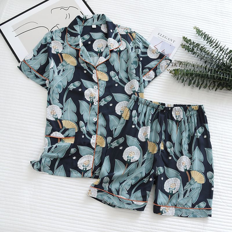 Primavera/Verano nuevo 100% viscosa pantalones de manga larga señoras traje de pijama 3XL de talla grande largo dormir casa de mujer_voghion.com