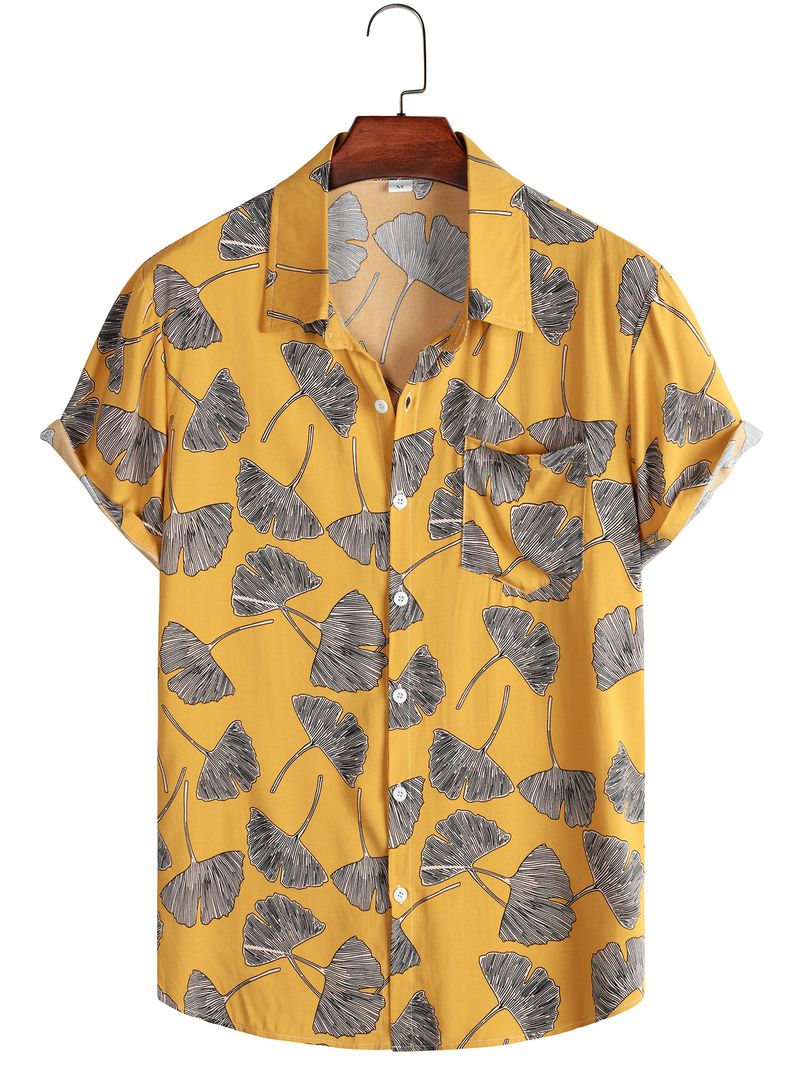 Printemps et été nouveaux hommes plage à manches courtes chemise à fleurs hawaïenne décontracté chemise imprimée_voghion.com
