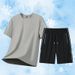 Completo sportivo casual estivo da uomo a maniche corte in seta ghiacciata traspirante ad asciugatura rapida, di alta qualità, semplice, alla moda, versatile e alla moda._voghion.com