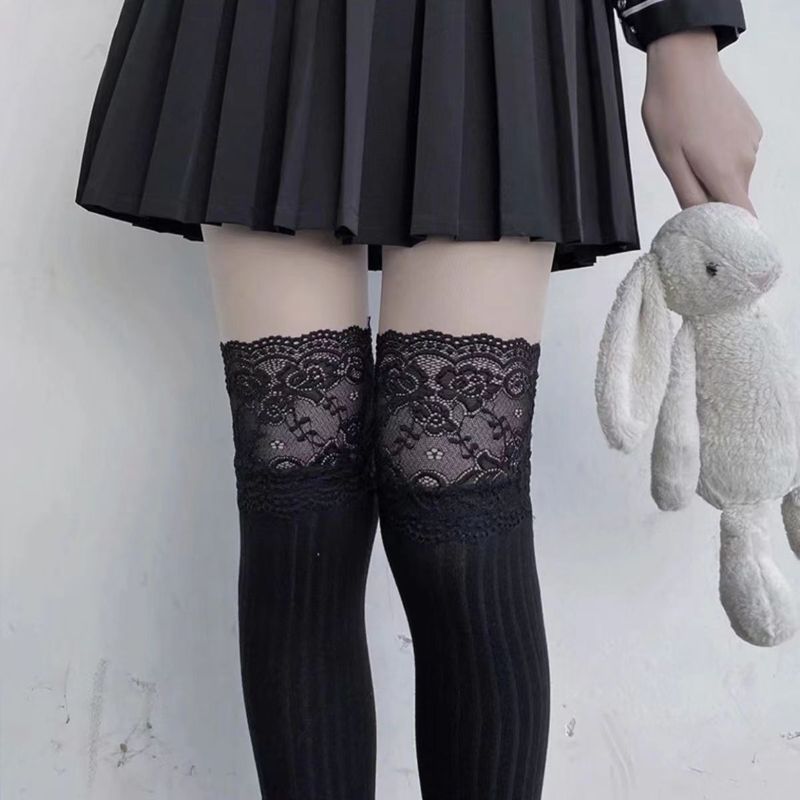 Long tube children's knee high socks, long boots, autumn winter pure desire style, stripes, internet red, black and_voghion.com