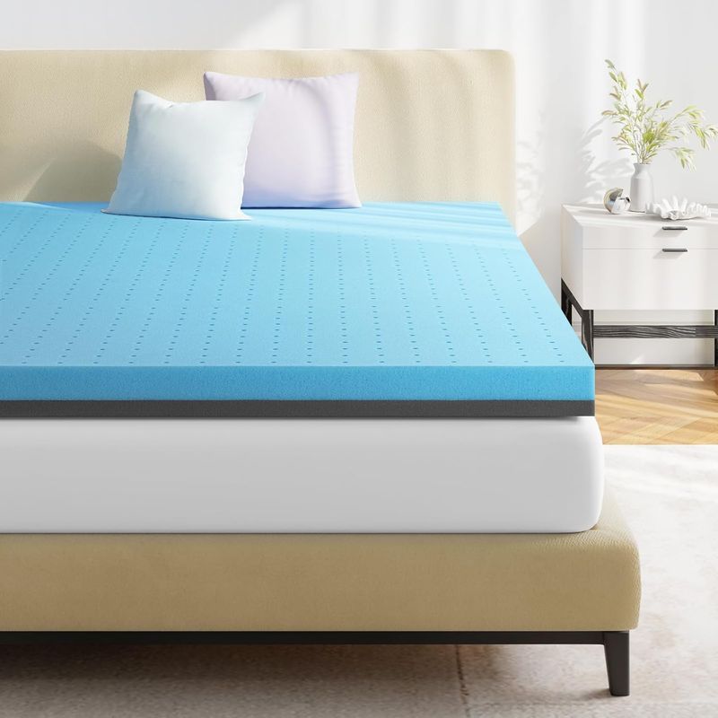 Queen Mattress Topper, 3 Inch Gel Infused Memory Foam Mattress Topper, Cooling Mattress Pad For Pressure Relief Back Pain, CertiPUR-US Certified_voghion.com