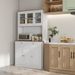 HOMCOM 71' Tall Kitchen Pantry Storage Cabinet With Microwave Stand, Freestanding Buffet With Hutch, 2 Drawers, 5 Doors, Adjustable Shelves And Glas_voghion.com
