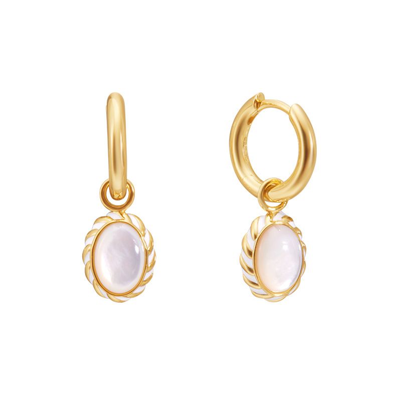 Damenschmuck Exquisite Pure Era Südfrankreich Mondlicht Ohrringe Ohrringe Weiblich Leicht Luxus High-End-Design Weiße Perlmutt Ohrringe_voghion.com
