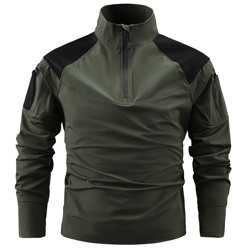 Autumn Outdoor Casual Sports Stand-Up Collar Long-Sleeved Sweatshirt, Ice Silk Elastic Quick-Drying Men's Zipper_voghion.com