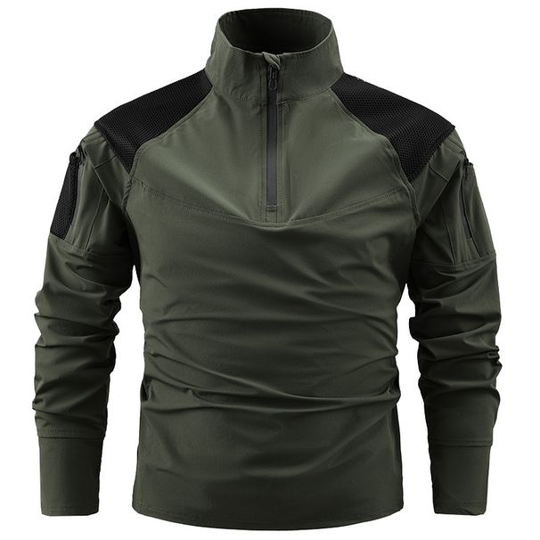 Autumn Outdoor Casual Sports Stand-Up Collar Long-Sleeved Sweatshirt, Ice Silk Elastic Quick-Drying Men's Zipper_voghion.com