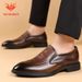 MUDESHEN Brogue Crocodile Pattern Men Slip-On Top Layer Cowhide Business Formal Leather Shoes_voghion.com