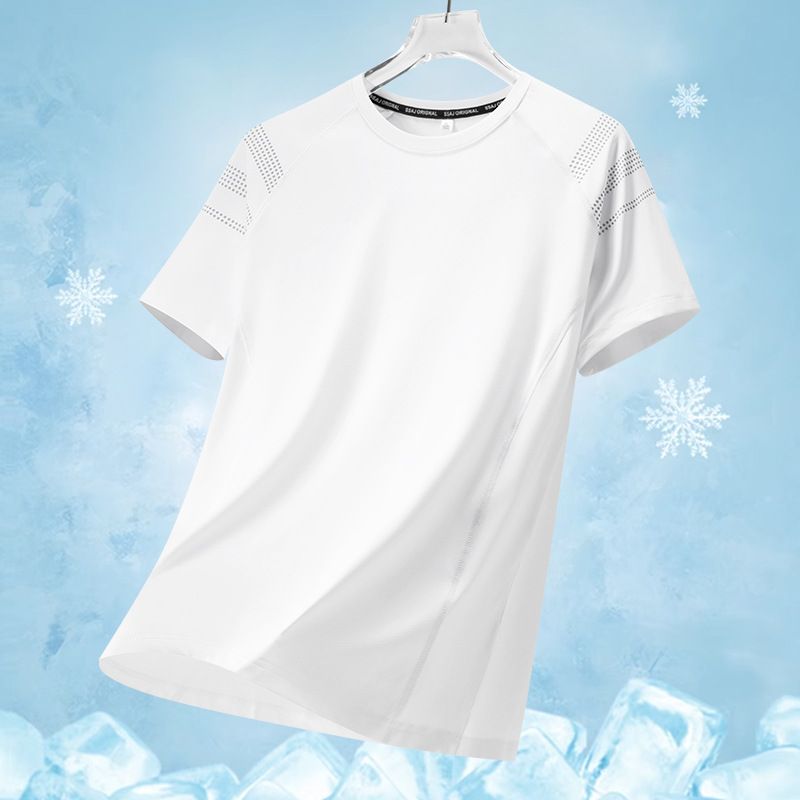 Férfi ruházat L 8XL Új rövid ujjú póló Férfi nyári félujjú jégselyem ultravékony gyorsan száradó nagy méretű póló Férfi sportfelsők_voghion.com