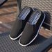 Old Beijing Casual Traditional Handmade Breathable Summer Slip-On Black Cloth Shoes_voghion.com