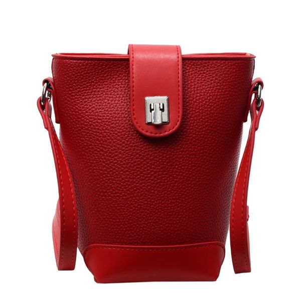 Borsa a tracolla semplice, casual e alla moda, tinta unita, da donna, modello secchiello versatile di alta qualità, estate 2025_voghion.com