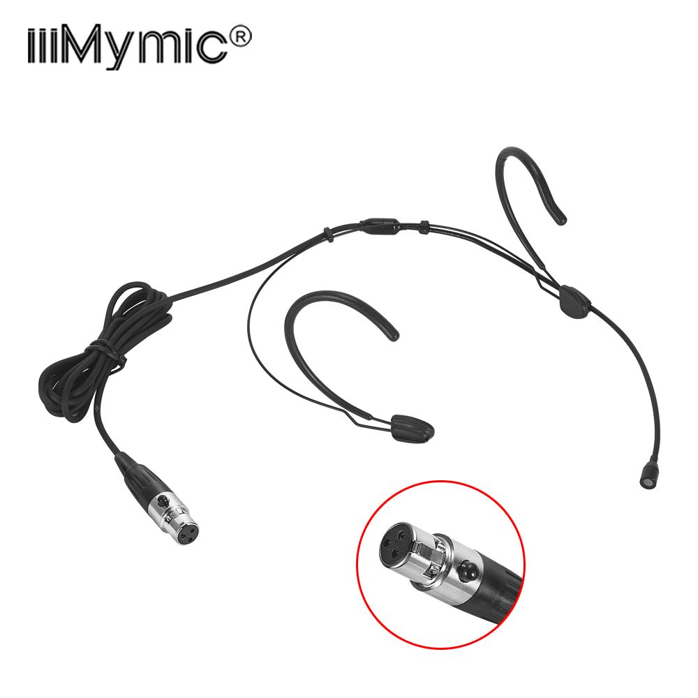 iiiMymic Microfono professionale per cuffie nero 3 pin XLR TA3F Microfono con gancio per l'orecchio doppio per AKG Samson Wireless_voghion.com