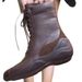 Women Boxing Boots Muxuan~ Women's Martin 2025 New Style Brown Versatile Side Zipper Platform Sole Lace-Up Boxing Boots_voghion.com