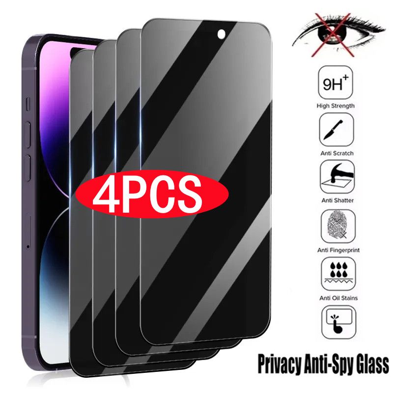 4-teiliger Sichtschutz für iPhone 11 12 13 14 Pro Max Mini 6S 7 8 14 Plus Anti-Spion-Hartglas für i_voghion.com