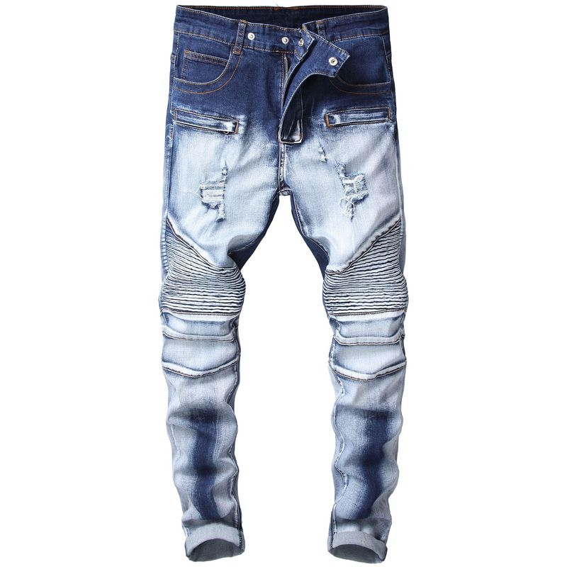 Men's Jeans Fashion Motorcycle Pants Elastic Slim Men's Pants Foreign Trade Delivery_voghion.com