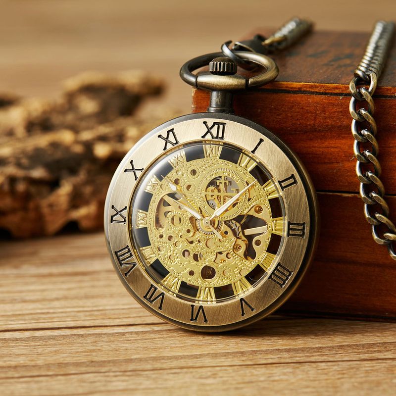 Men Women Manual Pocket Straight Plate Without Cover Mechanical Watch_voghion.com