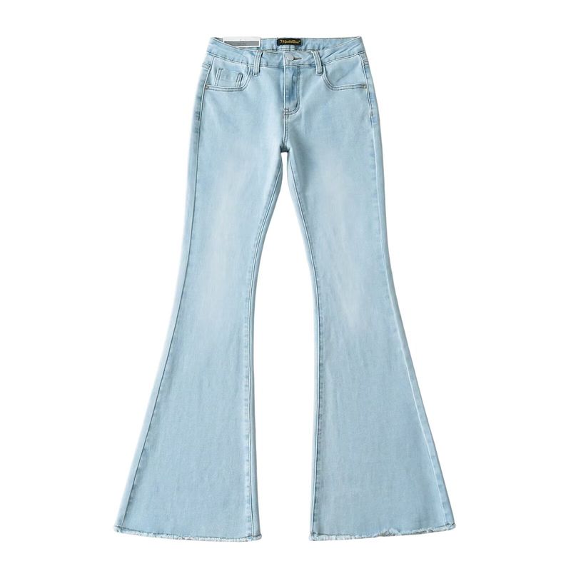 Women’s Clothing Ins Hot Girl Style Raw Edge Slim Embroidery Low Waist Flared Jeans Autumn New Slim Jeans_voghion.com