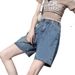 Retro-Jeansshorts für Damen im Sommer, neue hohe Taille, weites Bein, schlankes Design, gerade kurze Jeans_voghion.com