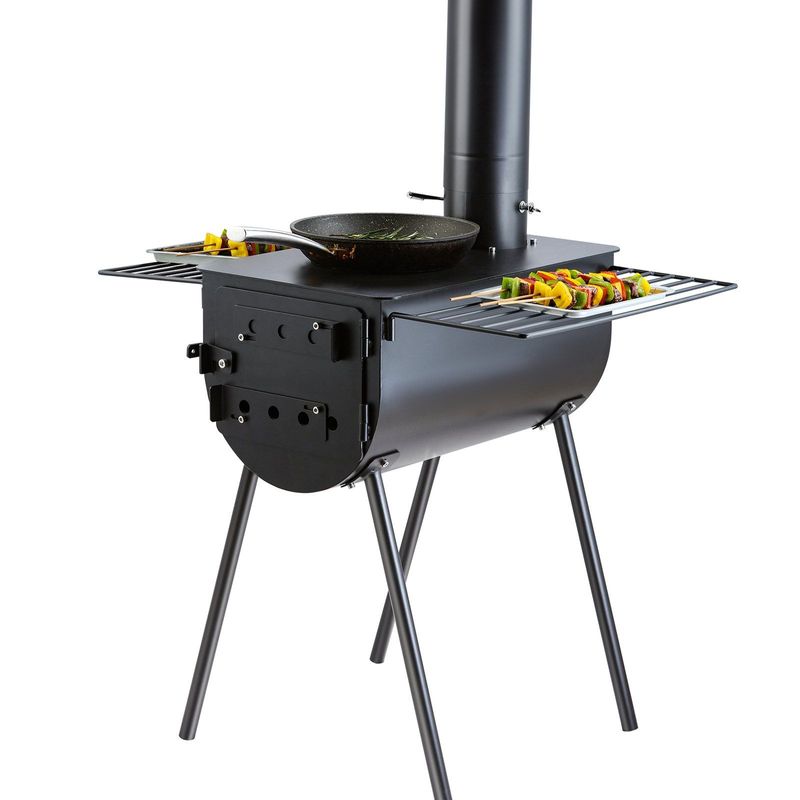 VEVOR Wood Stove, 118 Inch, Alloy Steel Camping Tent Stove, Portable Wood Burning Stove With Chimney Pipes & Gloves, 3000in³Firebox Hot Tent Stove For Outdoor Cooking And Heating With 8 Pipes_voghion.com