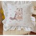 Cute Cartoon Print Square Cushion With Filling, Stylish, Elegant And Beautiful, Niche Design, Lace Trim, Removable And Machine Washable_voghion.com