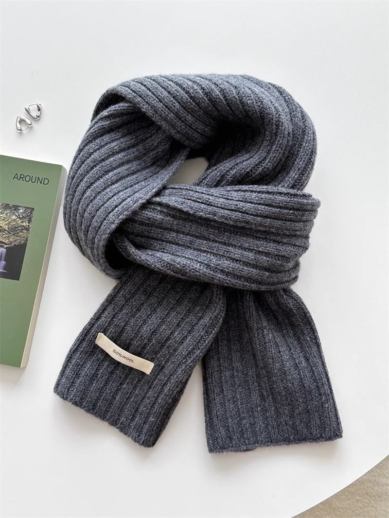 Korean Style Melard Series ~ 100% Australian Pure Wool Scarf For Women Autumn Winter Solid Color Simple High-end_voghion.com