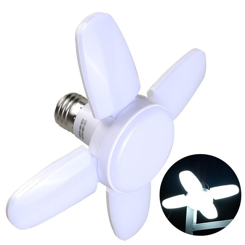 Neu 1Pc E27 Led-lampe Fan Form Led Glühbirne AC85-265V 28W Faltbare Lampe Für Home Decke Licht_voghion.com