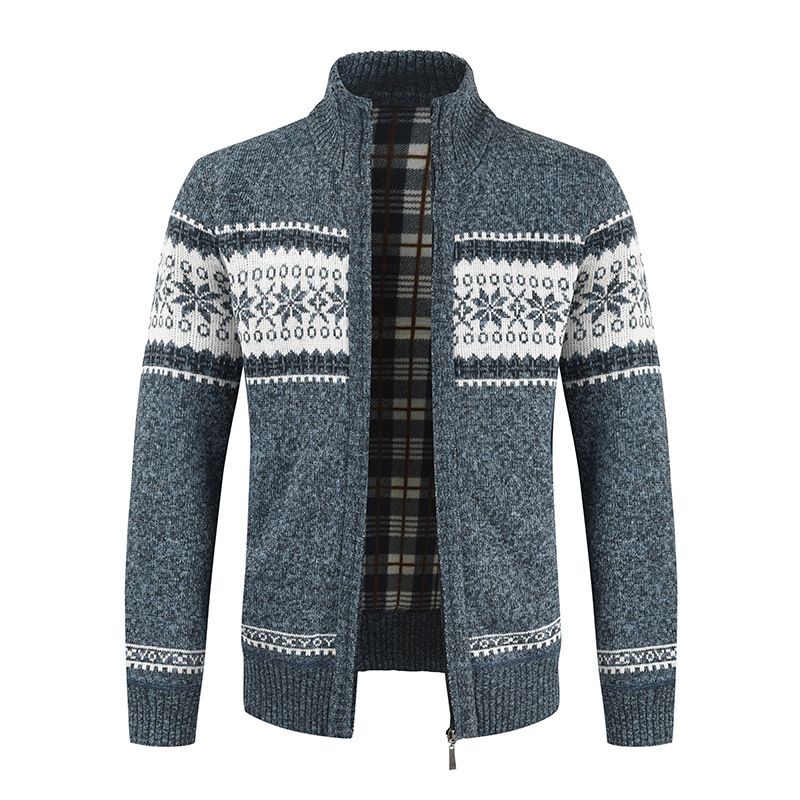  autumn and winter sweaters for men, zipper jacquard, slim-fit stand-up collar sweaters, trendy casual jackets, knitted cardigans for men_voghion.com