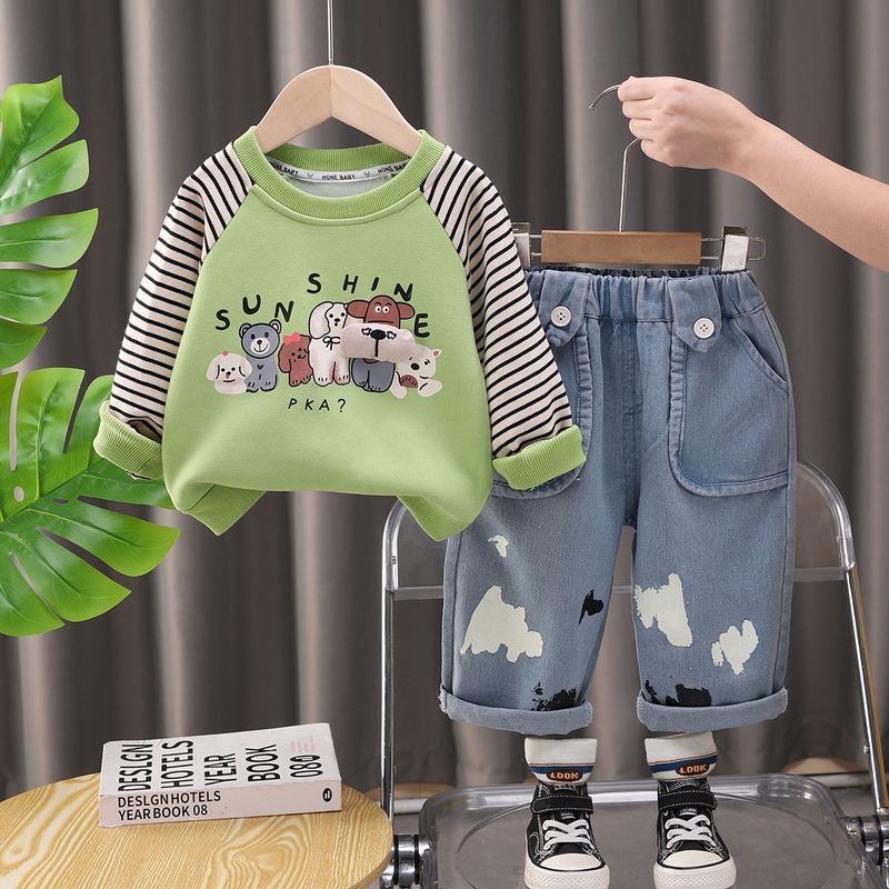 Boy's 2025 Hoodie, Baby's Korean Autumn And Winter Outfit, Shoulder Striped Cartoon Three-dimensional Puppy Doll_voghion.com