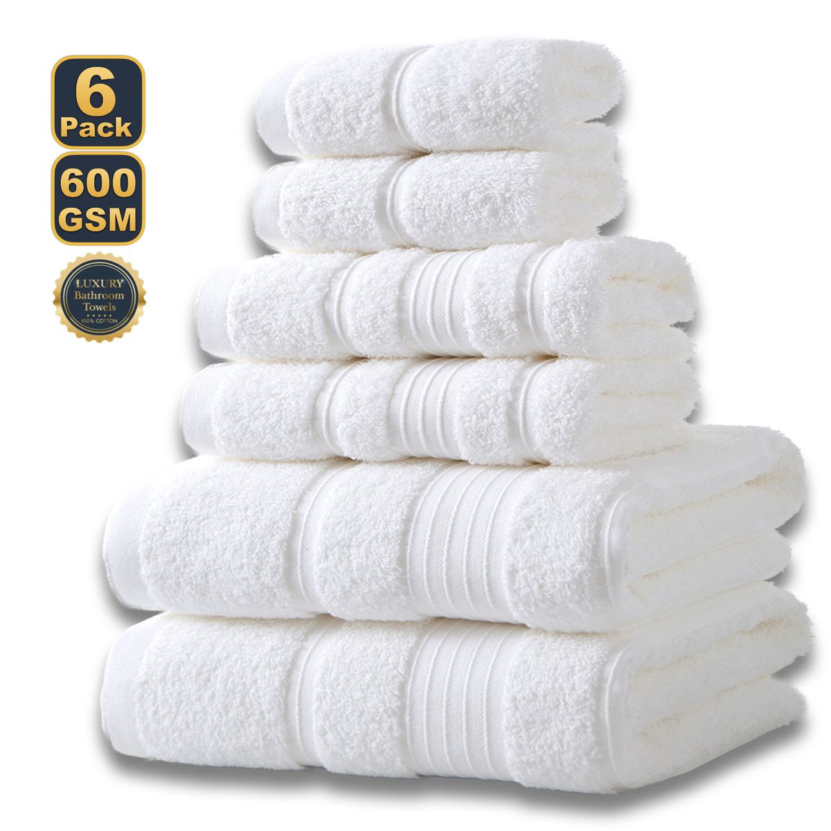 100% Cotton Towel Set - 6-Piece Bath & Face Towel Bundle (Ultra Absorbent Soft & Fluffy For Home & Travel Includes Bath Towels & Washcloths)_voghion.com