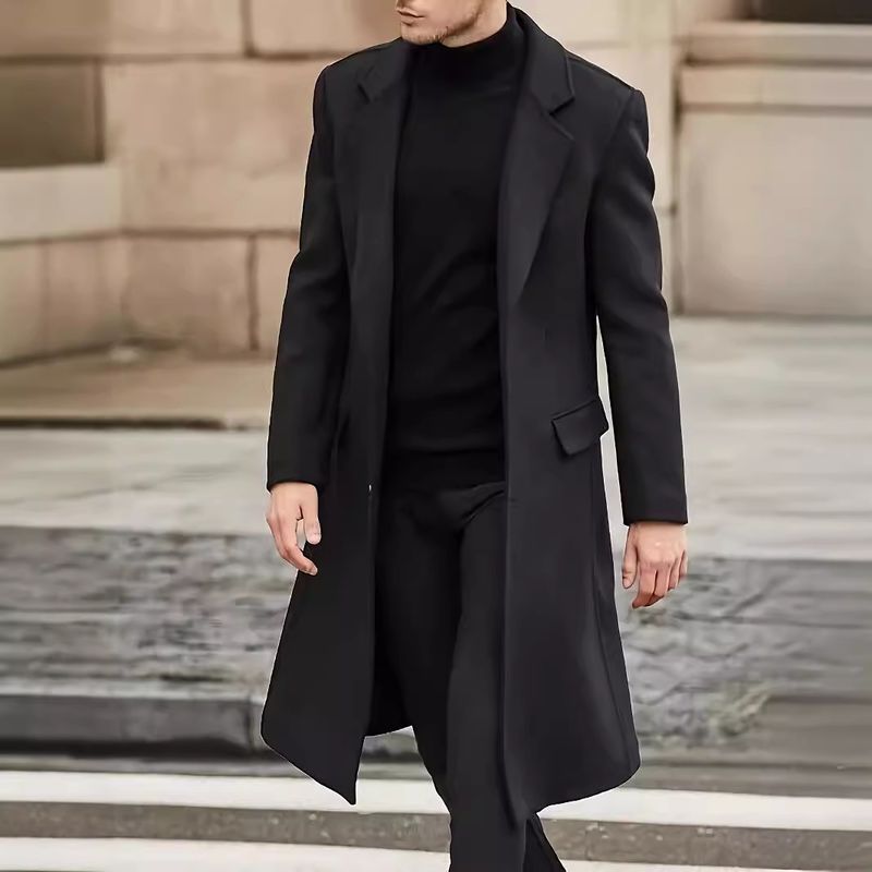 Men's Clothing high quality British men's long windbreaker woolen coat men's woolen coat_voghion.com