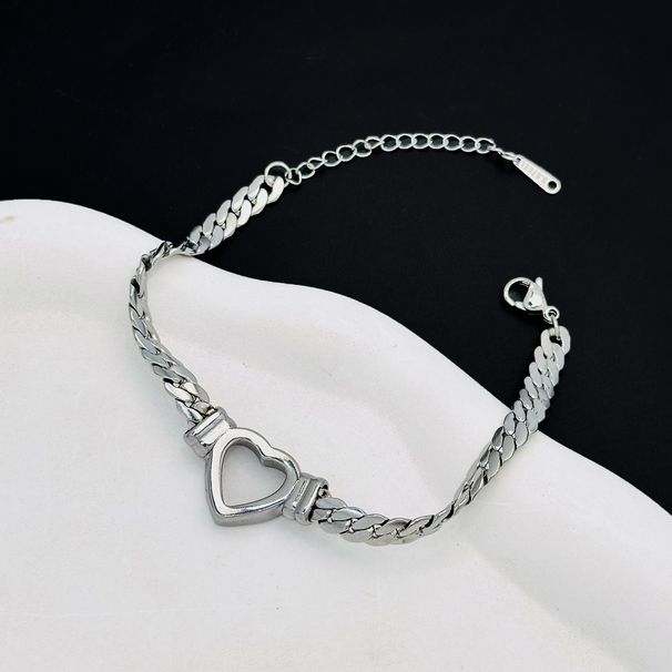 Cadena cubana exagerada con forma de corazón, collar de acero de titanio, estilo hip hop punk, conjunto de joyas versátiles para mujer_voghion.com