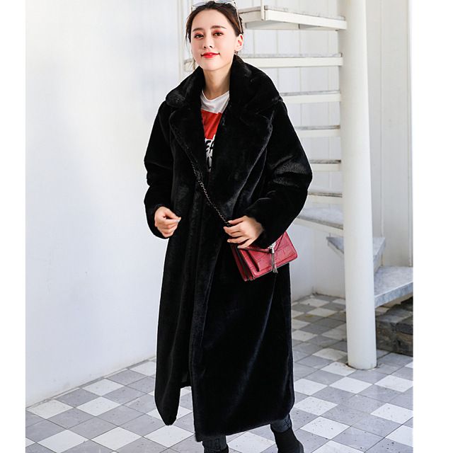 Women's Imitation Rabbit Fur Coat Women's Long Imitation Fur Coat Padded Warm Plush Coat_voghion.com