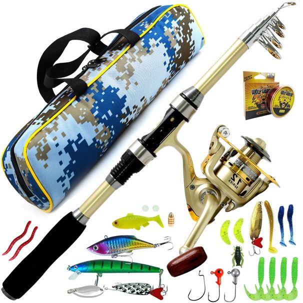 Złoty kołowrotek do przynęty, wędka do dalekiego rzutu, wędka morska, pełny zestaw, miękka przynęta, haczyk_voghion.com