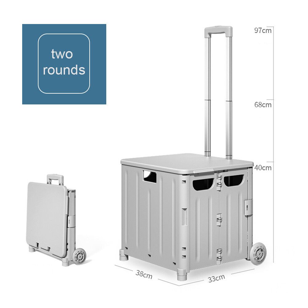 45L Foldable Shopping Trolley Storage Cart Crate Box W/ Wheel Boot Cart Portable_voghion.com