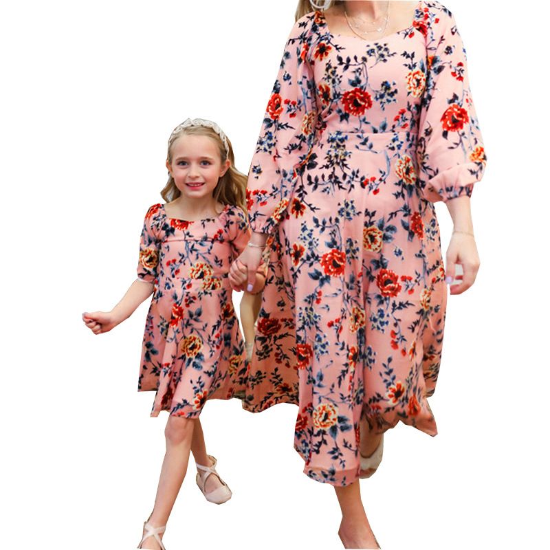 Mother&Kids One-piece printed parent-child suit_voghion.com