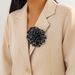 Personalised Fashion Black Leopard Print Duckbill Clip Pin Exaggerated Fabric Flower Brooch Winter New_voghion.com