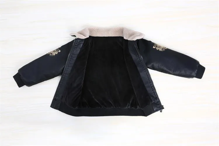 Kids Clothing Children's Plush Leather Jacket Seasons Tops Spring Autumn Winter Boys Fashion Casual Jacket_voghion.com