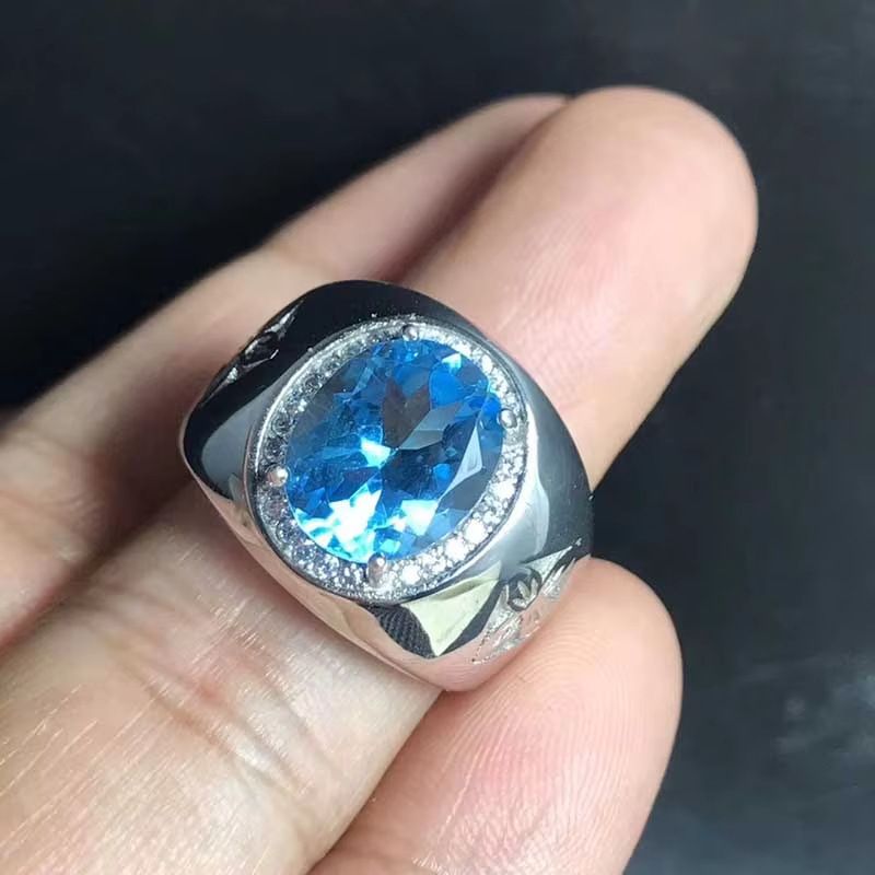 Luxus Aquamarin Kreuz Totem Mode Persönlichkeit Punk Mode Schmuck Verlobungsring Schmuck_voghion.com