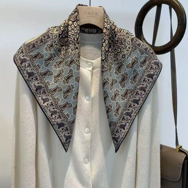 Mulberry Real Elegant Classical 65 Square For Women High-end Autumn Winter Versatile Silk Wool Scarf_voghion.com