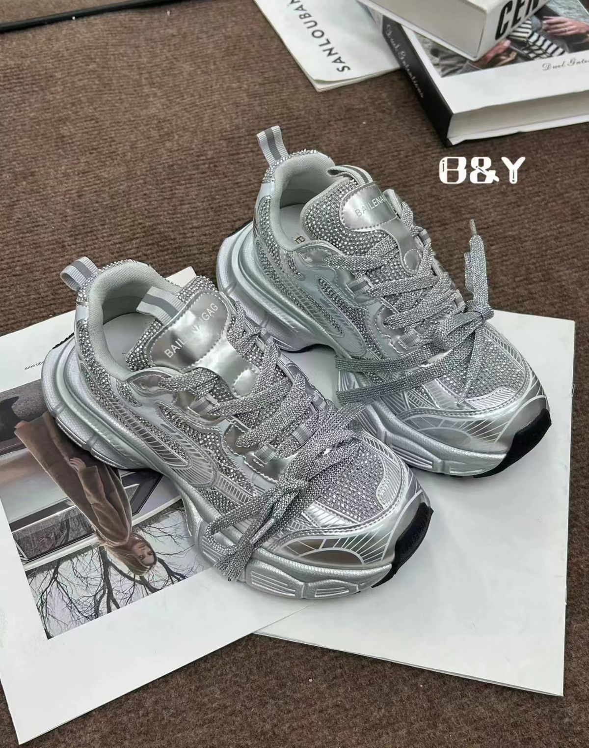 Water Diamond Echtes Leder Paris Dad für Frauen 2024 Frühjahr/Sommer Neue Dicke Sohle Vielseitig Mesh Atmungsaktiv Sport und_voghion.com