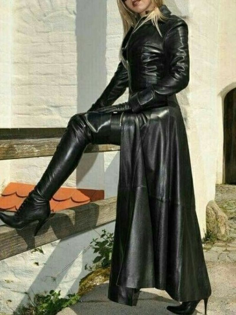 Women'S extra long lapel long sleeve pu leather jacket 9 colors and eight sizes_voghion.com