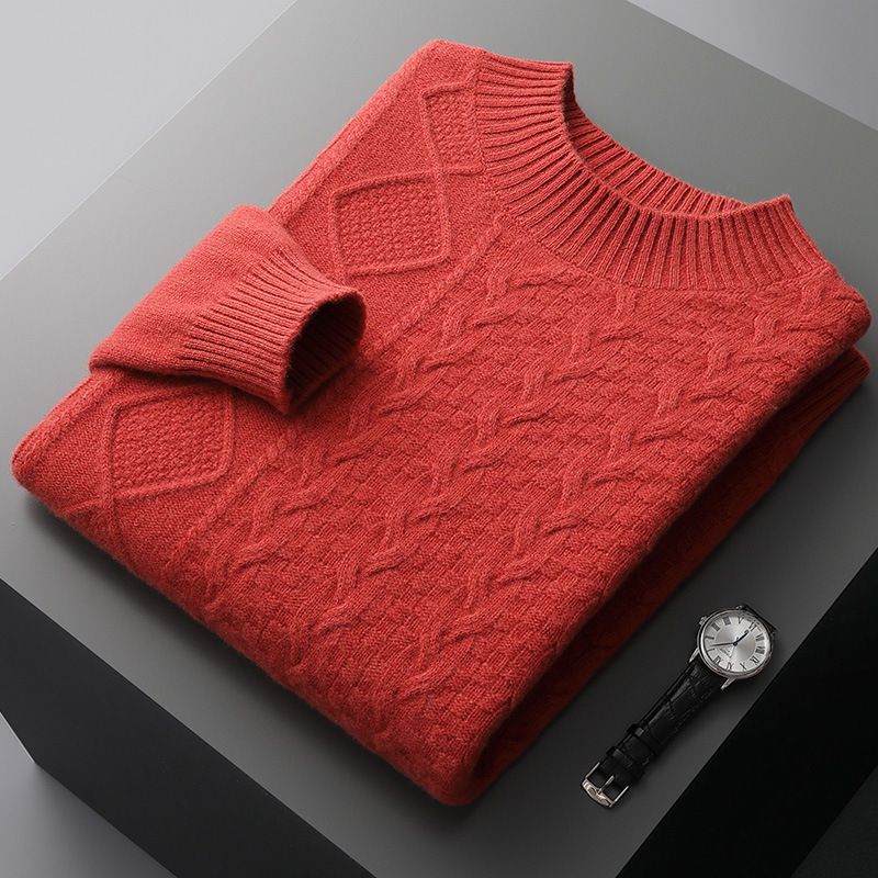 Maglione di lana da uomo in cashmere a collo alto e spesso, tinta unita, in autunno e inverno, di grandi dimensioni, largo e largo_voghion.com