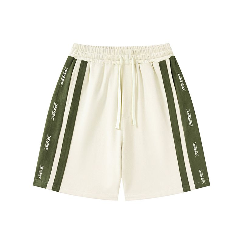 Salopette en daim pour hommes, short d'été, couleur assortie, imprimé, tendance, ample, grande taille, pantalon mi-long_voghion.com