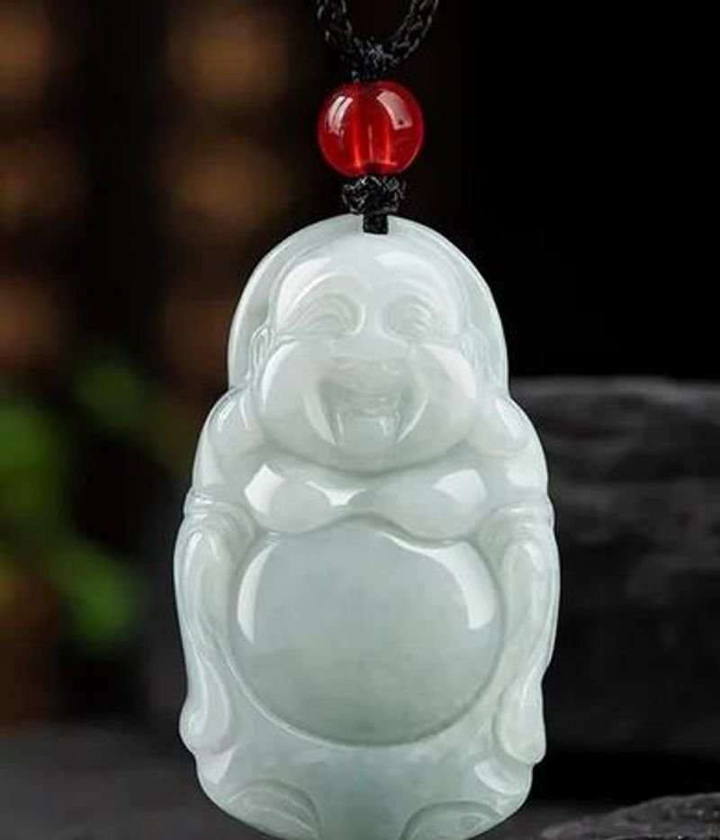 Collier pendentif bouddha Guanyin pour homme, émeraude de Birmanie, pierre verte de jadéite naturelle  créateur de mode, _voghion.com