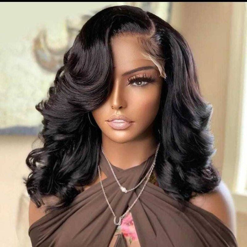 Extensões de cabelo Perucas Densidade Bouncy Curl Perucas de cabelo humano Renda frontal Perucas reais_voghion.com