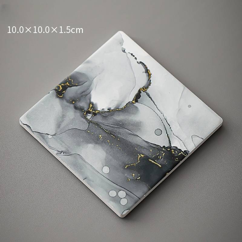 Ceramic Coasters Set - Absorbent Square & Round Printed Drink Coasters With Christmas Tree Ornament, Decorative Tableware For Home & Party (6-Pack)​​_voghion.com